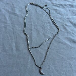 Silver Crescent Moon Necklace